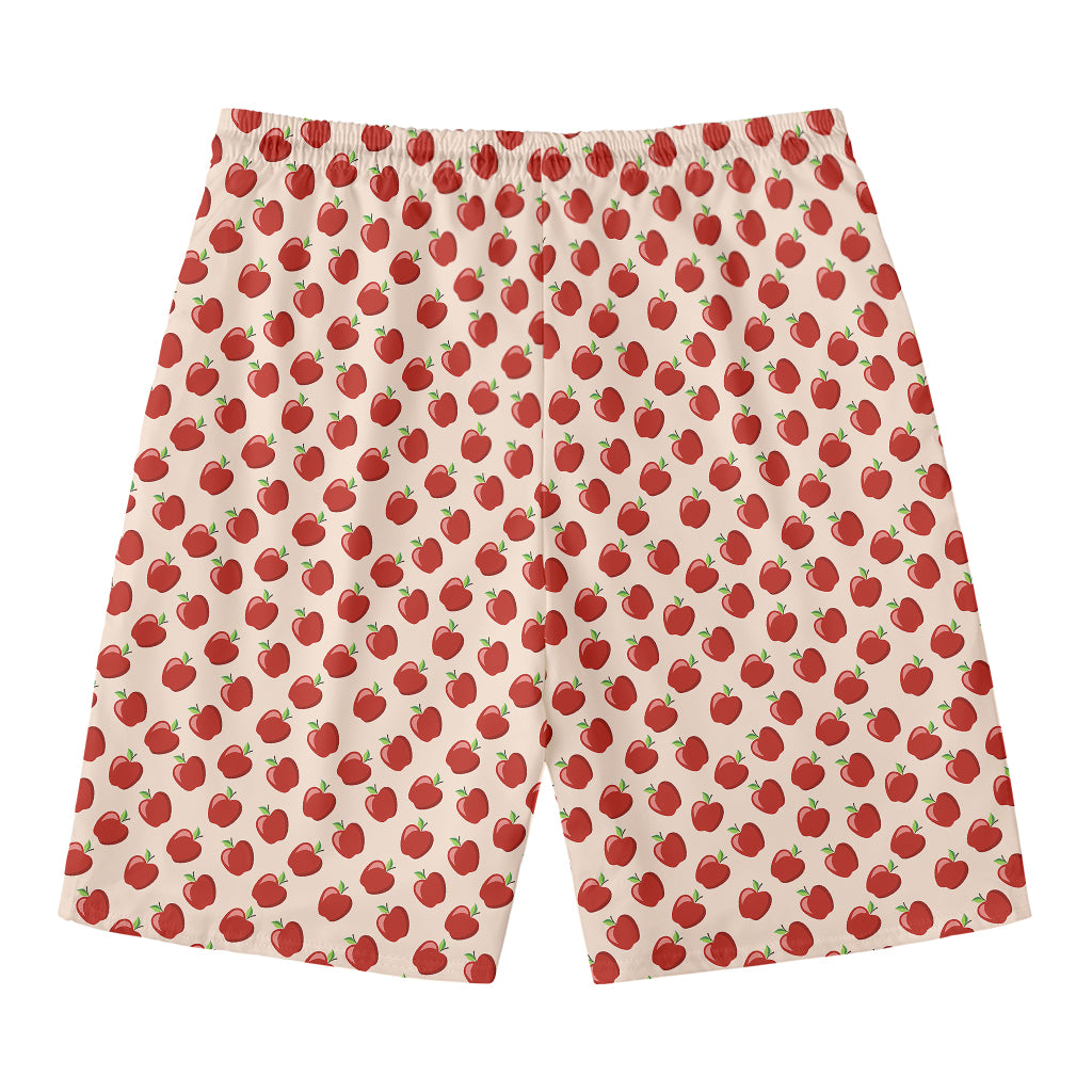 Cute Apple Pattern Print Men's Swim Trunks
