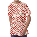 Cute Apple Pattern Print Men's Velvet T-Shirt