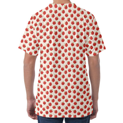 Cute Apple Pattern Print Men's Velvet T-Shirt
