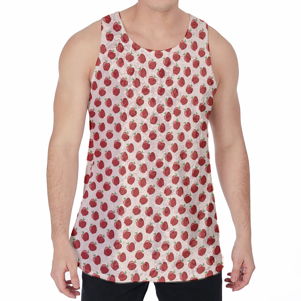 Cute Apple Pattern Print Men's Velvet Tank Top