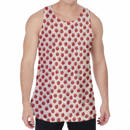 Cute Apple Pattern Print Men's Velvet Tank Top