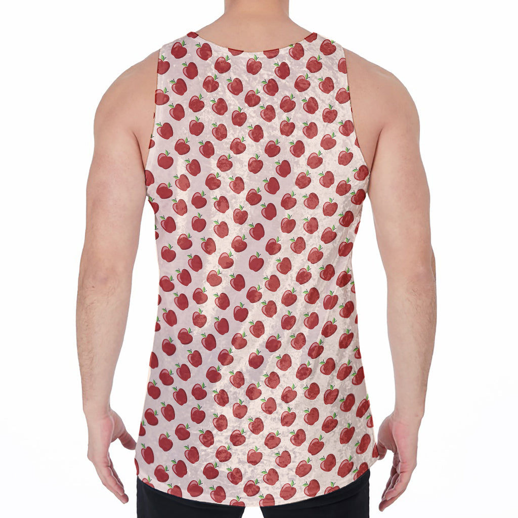 Cute Apple Pattern Print Men's Velvet Tank Top