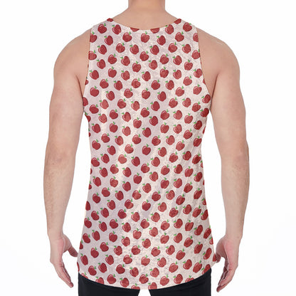 Cute Apple Pattern Print Men's Velvet Tank Top