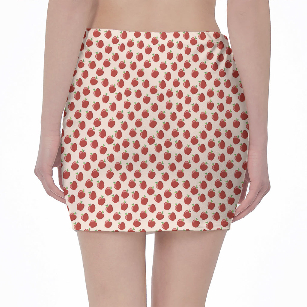 Cute Apple Pattern Print Pencil Mini Skirt