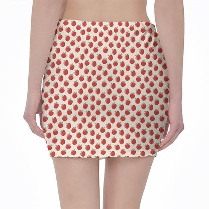 Cute Apple Pattern Print Pencil Mini Skirt