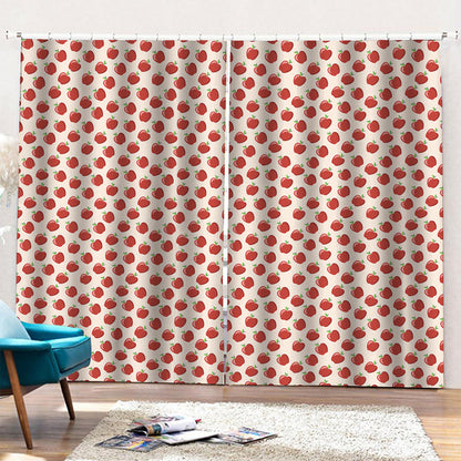Cute Apple Pattern Print Pencil Pleat Curtains