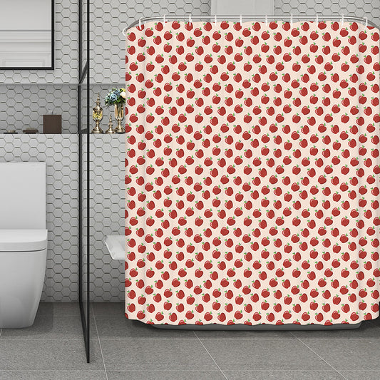 Cute Apple Pattern Print Polyester Shower Curtain