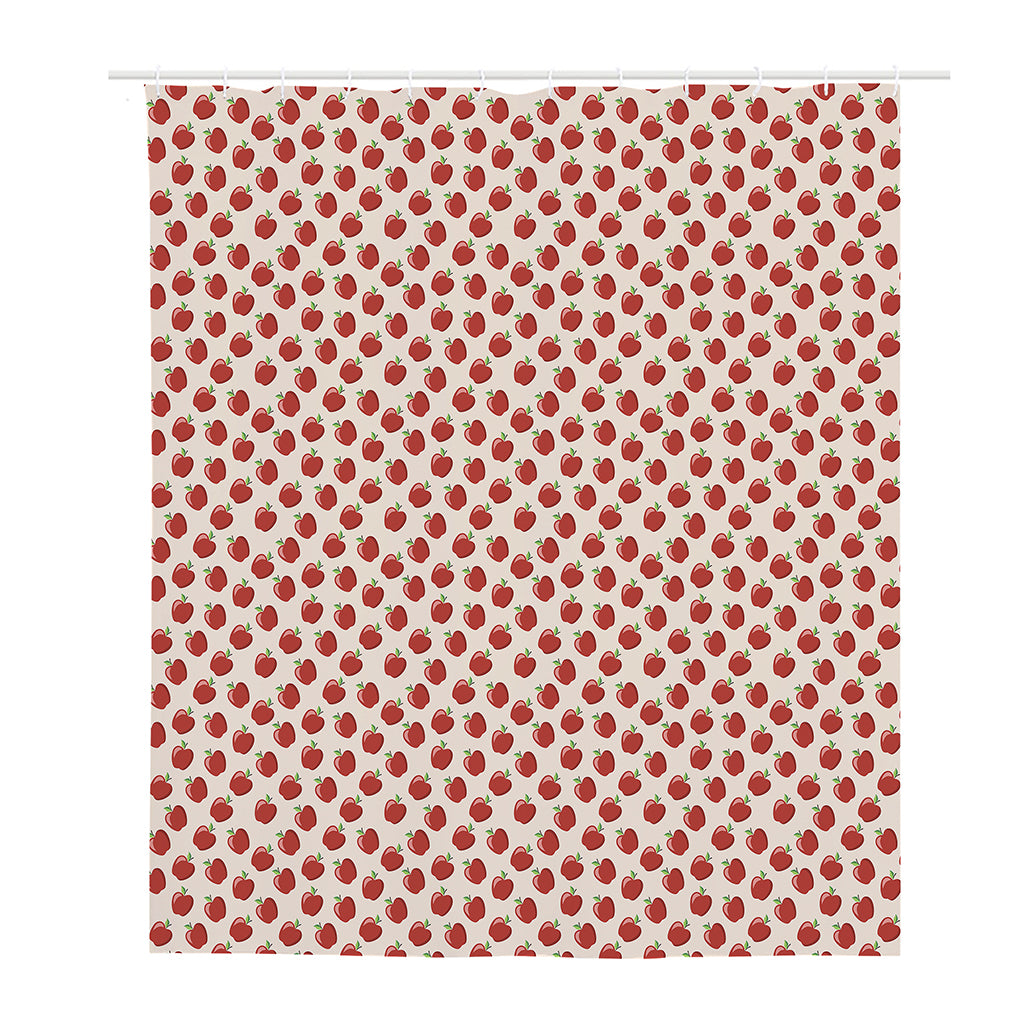 Cute Apple Pattern Print Polyester Shower Curtain