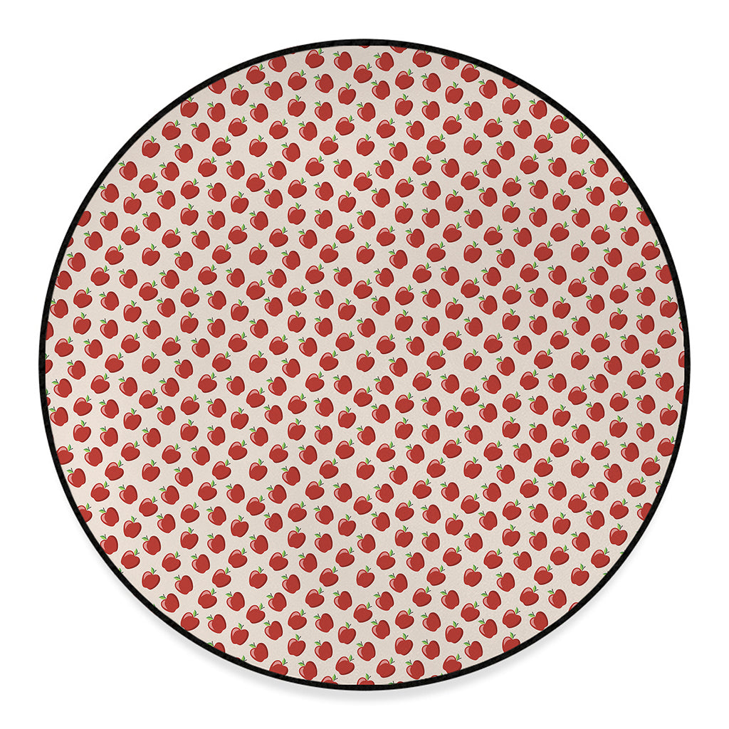 Cute Apple Pattern Print Round Floor Mat