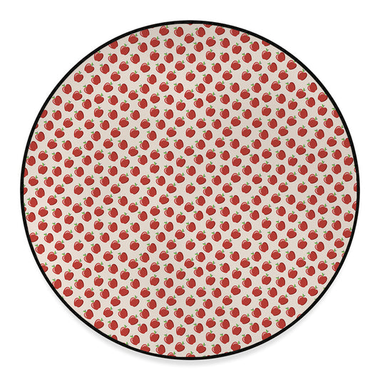 Cute Apple Pattern Print Round Floor Mat