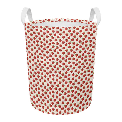Cute Apple Pattern Print Round Laundry Basket