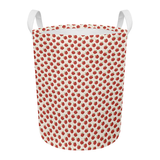 Cute Apple Pattern Print Round Laundry Basket