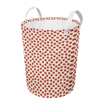 Cute Apple Pattern Print Round Laundry Basket