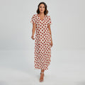 Cute Apple Pattern Print Short Sleeve Maxi Dress