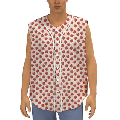 Cute Apple Pattern Print Sleeveless Baseball Jersey