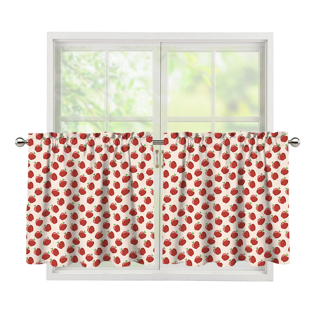 Cute Apple Pattern Print Tier Curtains