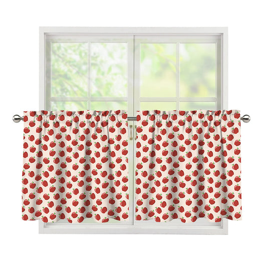 Cute Apple Pattern Print Tier Curtains
