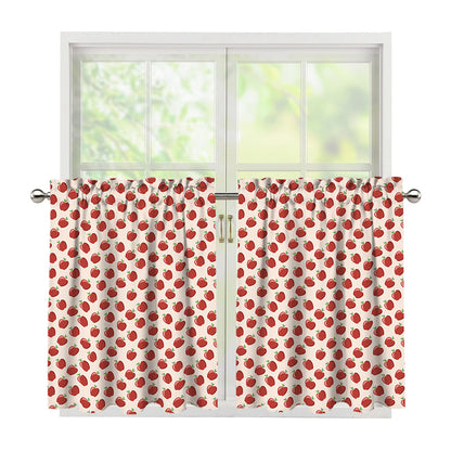 Cute Apple Pattern Print Tier Curtains