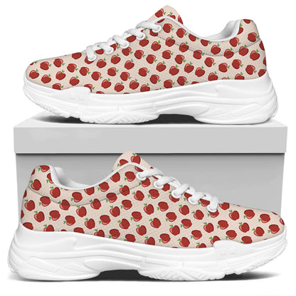 Cute Apple Pattern Print White Chunky Shoes