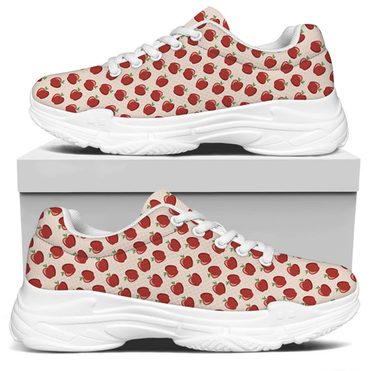 Cute Apple Pattern Print White Chunky Shoes
