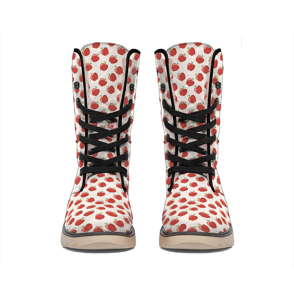 Cute Apple Pattern Print Winter Boots