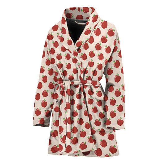 Cute Apple Pattern Print Women's Bathrobe