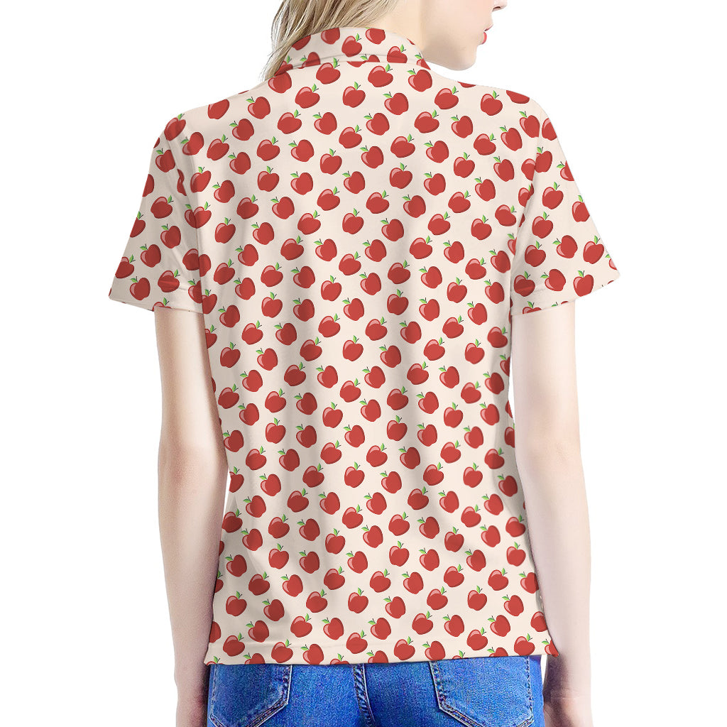 Cute Apple Pattern Print Women's Polo Shirt
