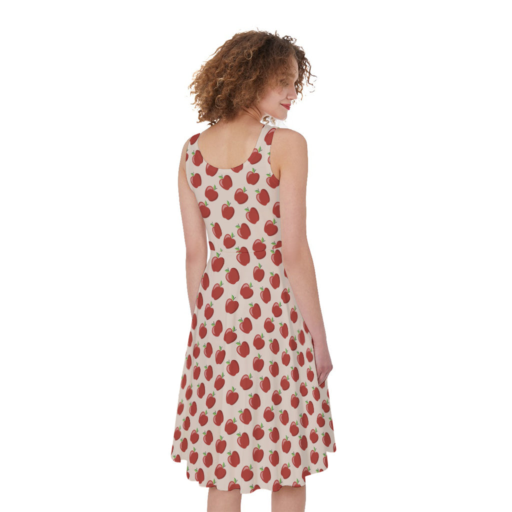 Cute Apple Pattern Print Women's Sleeveless Dress