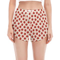 Cute Apple Pattern Print Women's Split Running Shorts