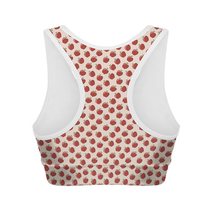 Cute Apple Pattern Print Women's Sports Bra