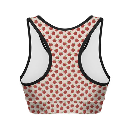 Cute Apple Pattern Print Women's Sports Bra