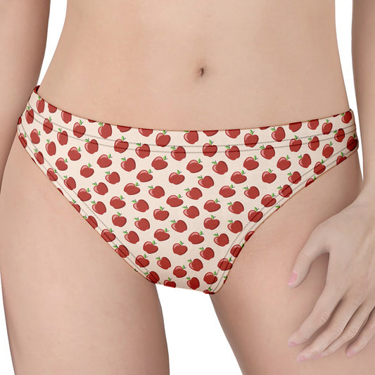 Cute Apple Pattern Print Women's Thong