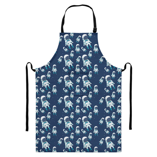 Cute Astronaut Pattern Print Bib Apron With Pocket