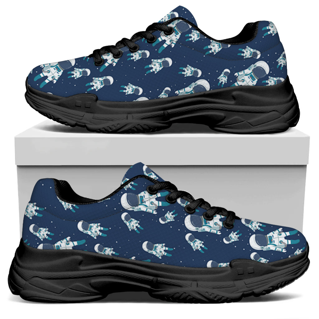 Cute Astronaut Pattern Print Black Chunky Shoes