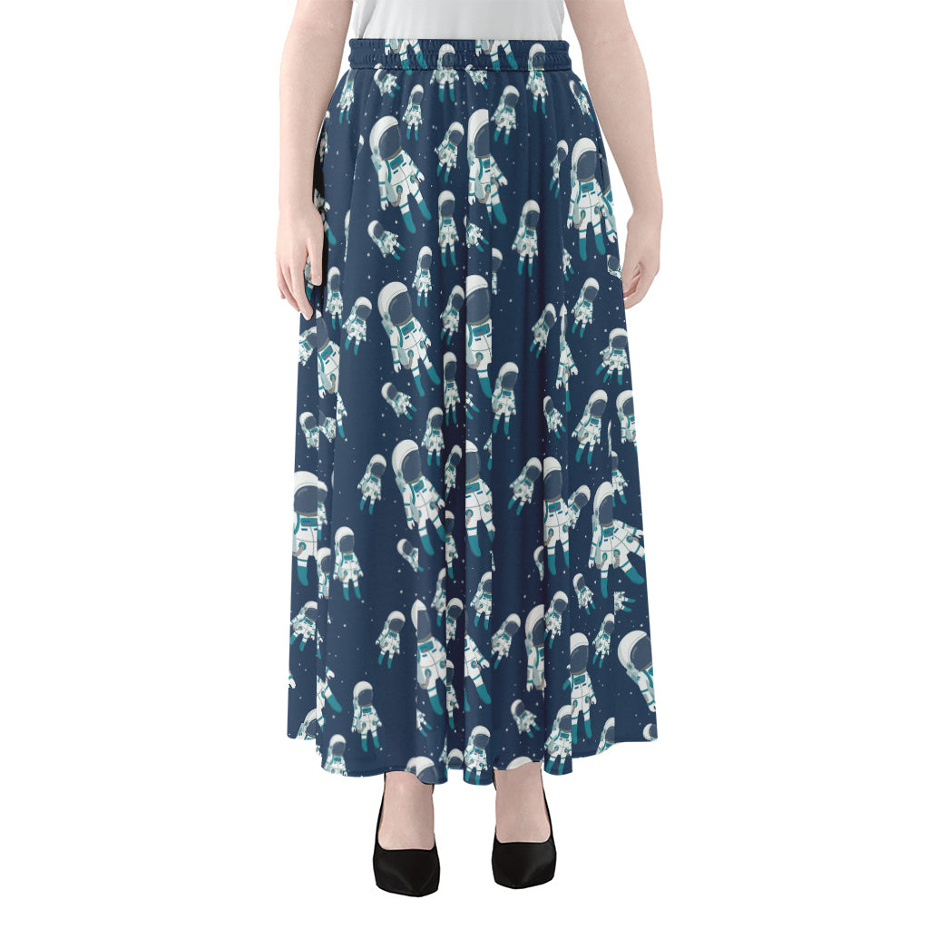 Cute Astronaut Pattern Print Chiffon Maxi Skirt