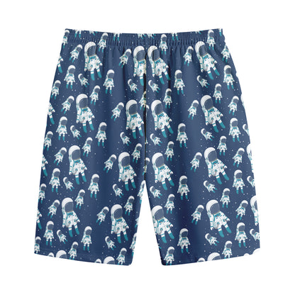 Cute Astronaut Pattern Print Cotton Shorts