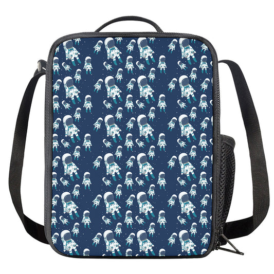 Cute Astronaut Pattern Print Crossbody Lunch Bag