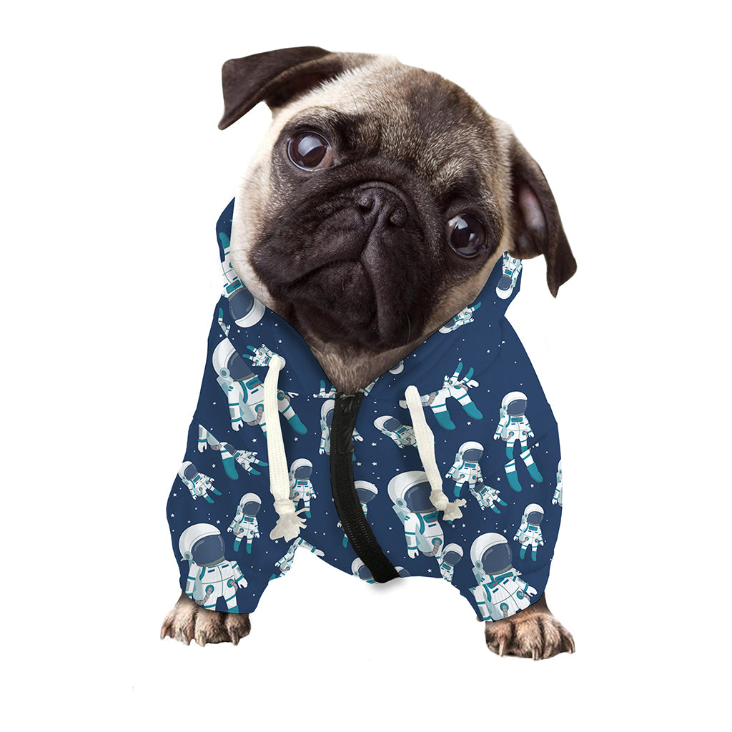 Cute Astronaut Pattern Print Dog Zip Up Hoodie