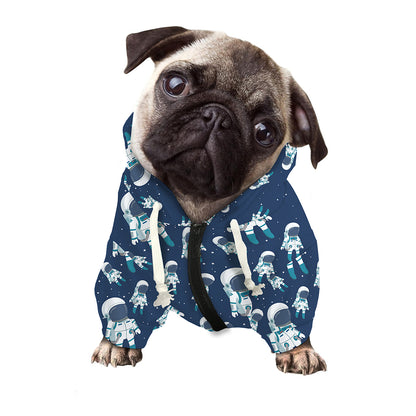 Cute Astronaut Pattern Print Dog Zip Up Hoodie