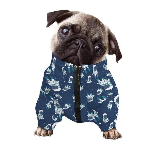 Cute Astronaut Pattern Print Dog Zip Up Jacket