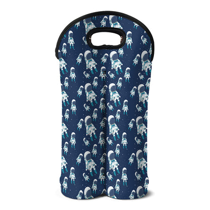 Cute Astronaut Pattern Print Double Neoprene Wine Tote