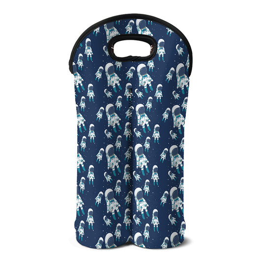 Cute Astronaut Pattern Print Double Neoprene Wine Tote
