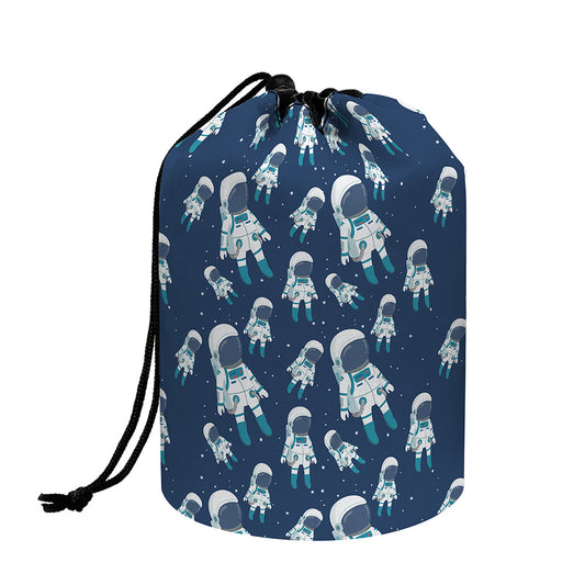 Cute Astronaut Pattern Print Drawstring Makeup Bag