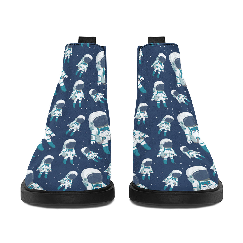 Cute Astronaut Pattern Print Flat Ankle Boots