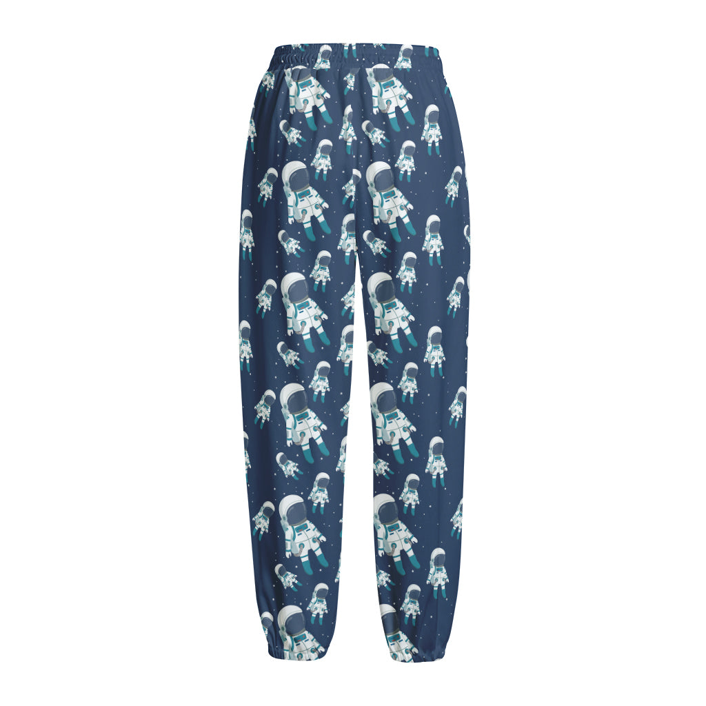 Cute Astronaut Pattern Print Fleece Lined Knit Pants