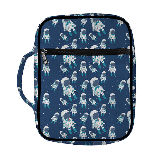 Cute Astronaut Pattern Print Front Pocket Bible Bag