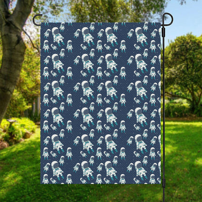 Cute Astronaut Pattern Print Garden Flag