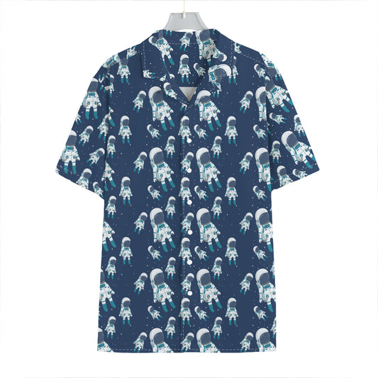 Cute Astronaut Pattern Print Hawaiian Shirt