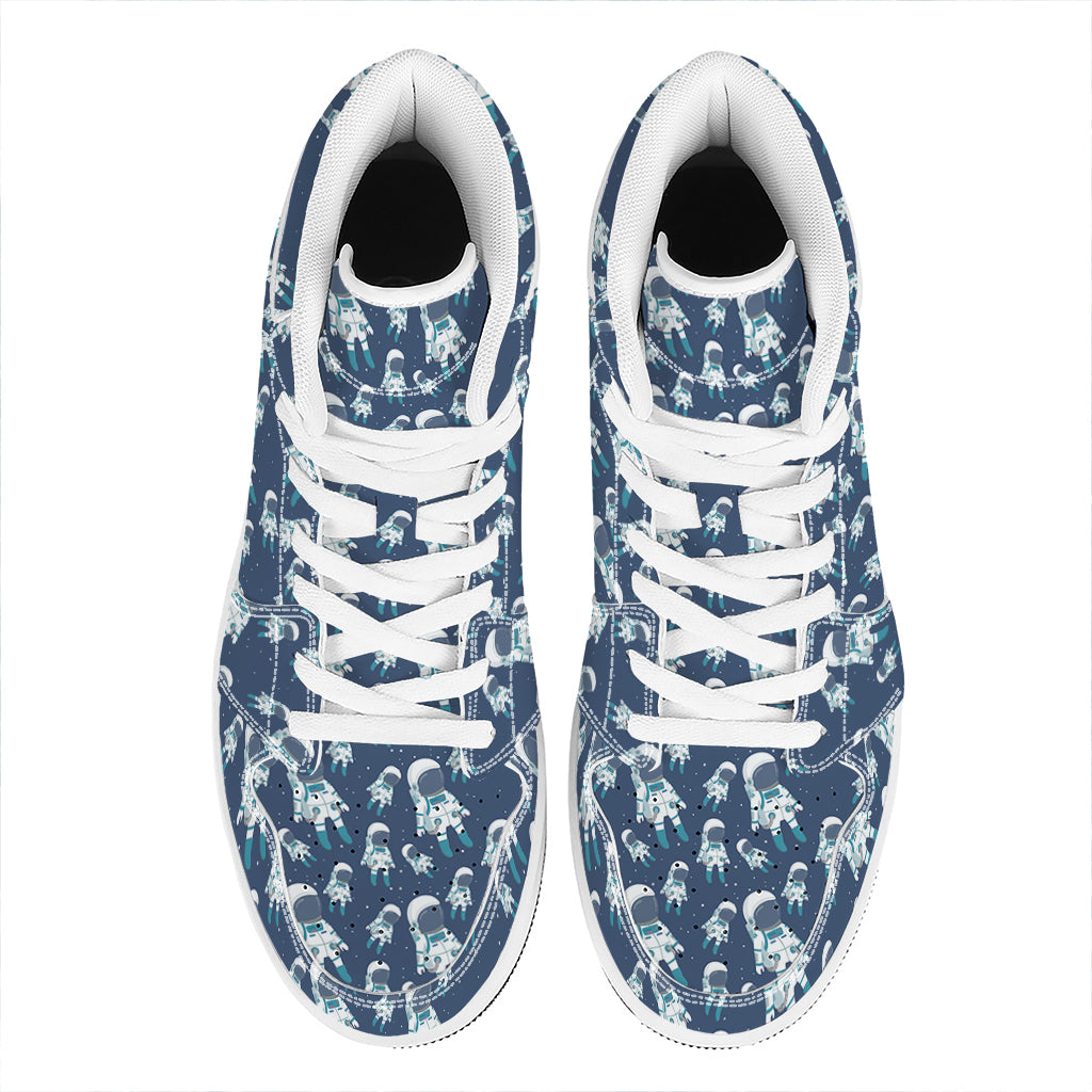 Cute Astronaut Pattern Print High Top Leather Sneakers