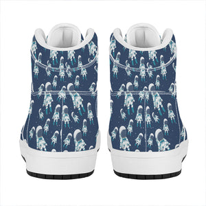 Cute Astronaut Pattern Print High Top Leather Sneakers